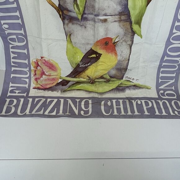 Spring Bloom Garden‎ Pole Flag. Nylon 29x42.  DOUBLE SIDED Tulips, Birds, Bees, - Picture 3 of 14
